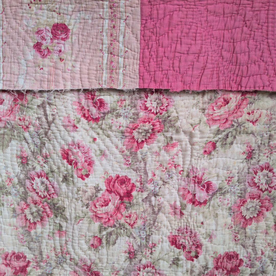 イギリスアンティーク ダーラムキルト 19世紀 130㎝×67㎝ リバーシブル