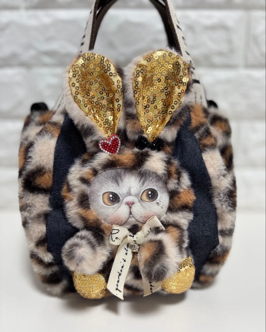 ゆ*ら様 コヤンイサムチョン　ハンドメイド　ファーミニバッグ　ヒョウ柄ベージュ