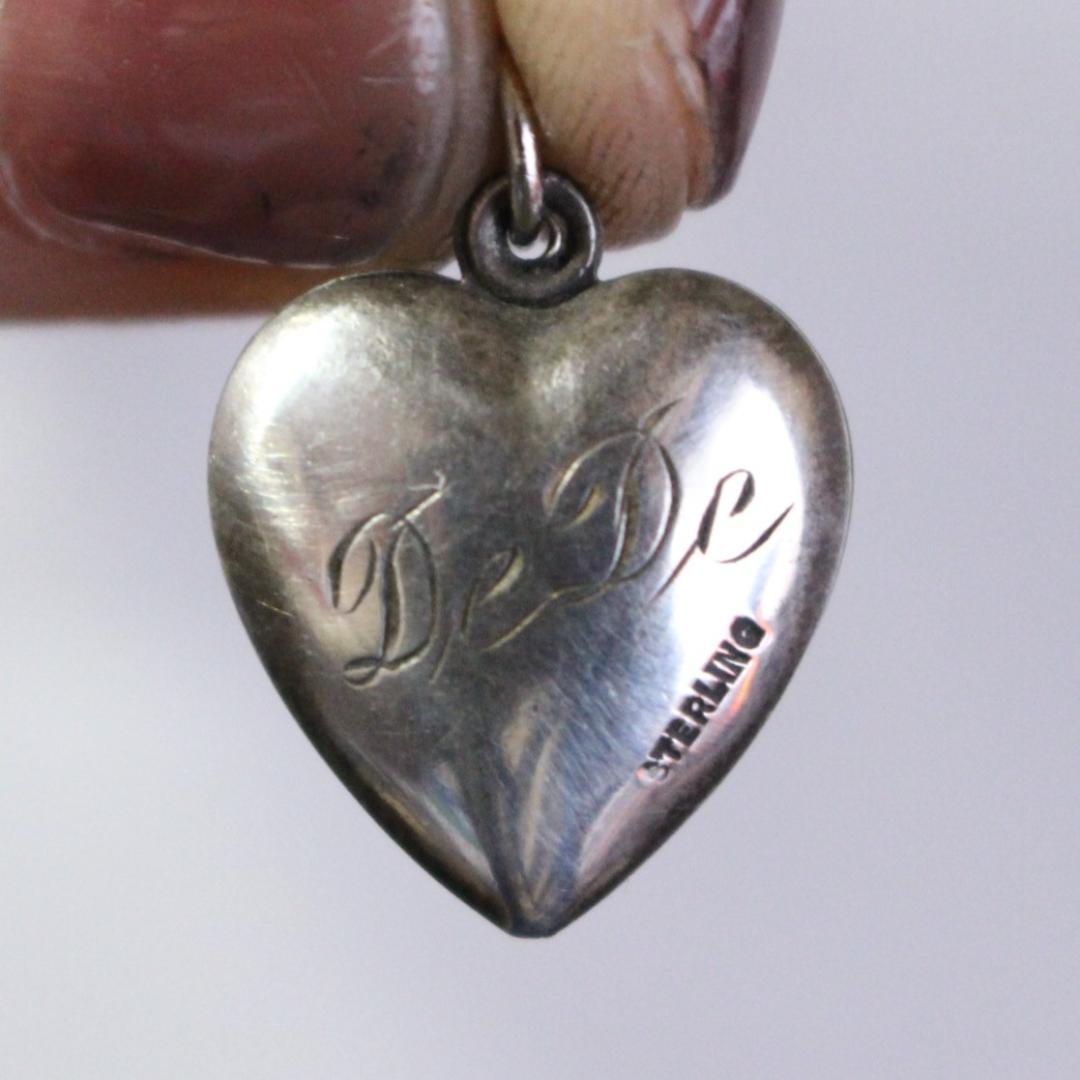 40s　スウィートハートジュエリー　WW2　シルバー チャーム　フラワー　勿忘草