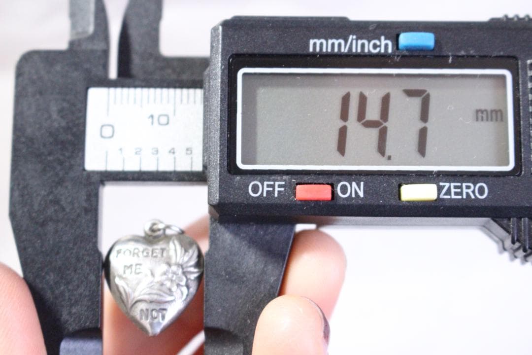 40s　スウィートハートジュエリー　WW2　シルバー チャーム　フラワー　勿忘草