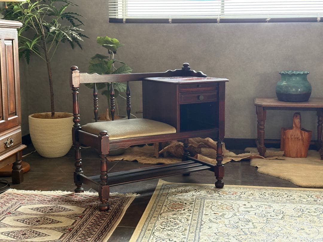 カリモク　karimoku テレフォンベンチ　コロニアル　ビンテージ　nZ