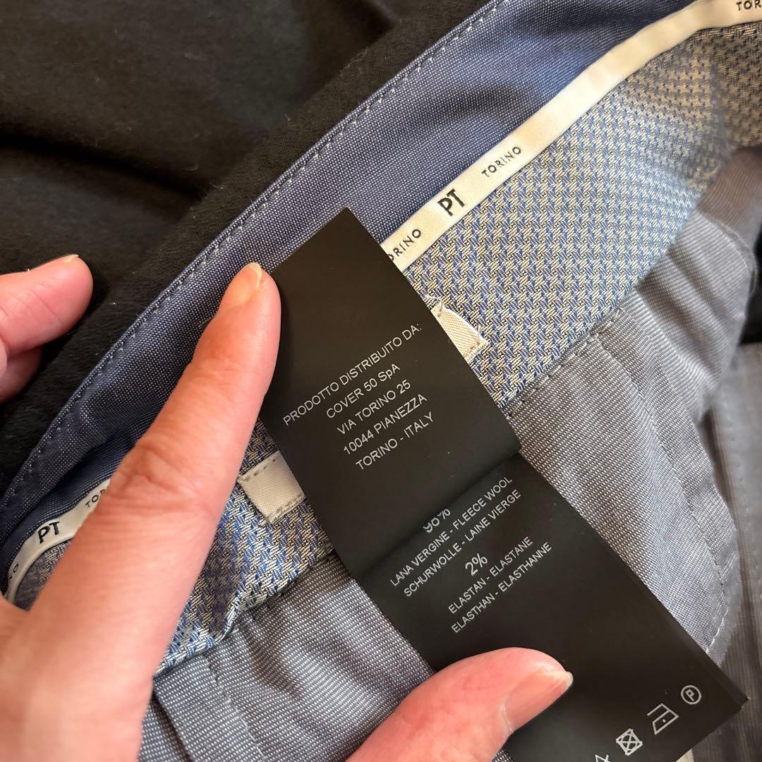 TORINO PT 毛98%ブラック スラックス Lサイズ　48