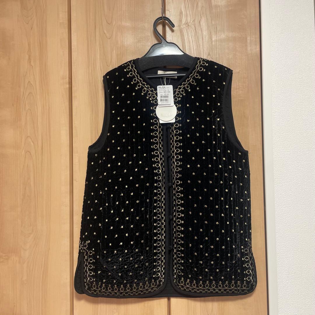 ヤマダヤ新品　Ample ドット刺繍ベロアキルティングベスト