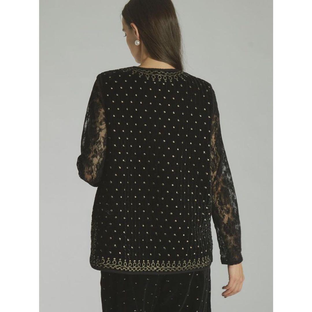 ヤマダヤ新品　Ample ドット刺繍ベロアキルティングベスト