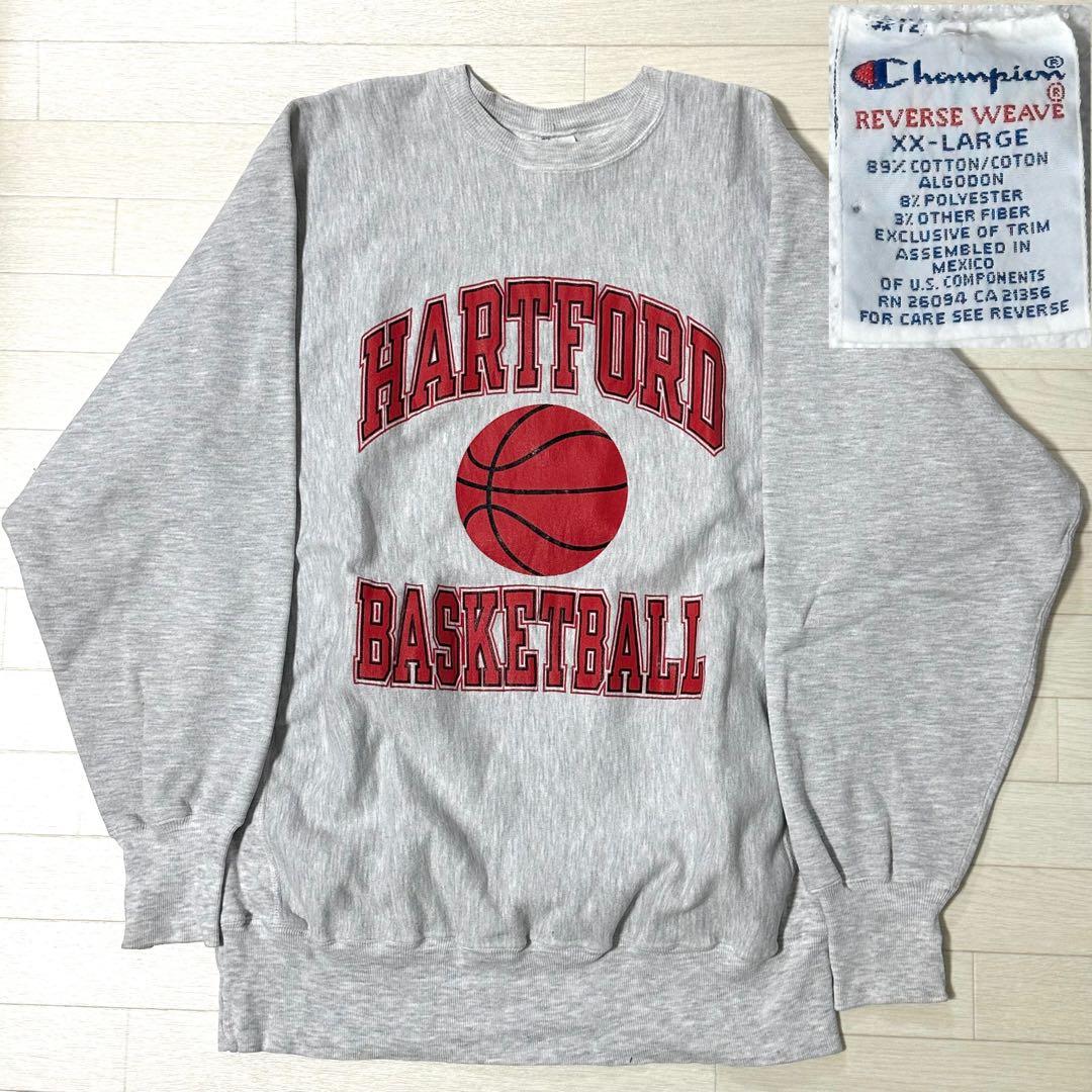 XXL【良品】90s Champion リバースウィーブ 3段ロゴ スウェット