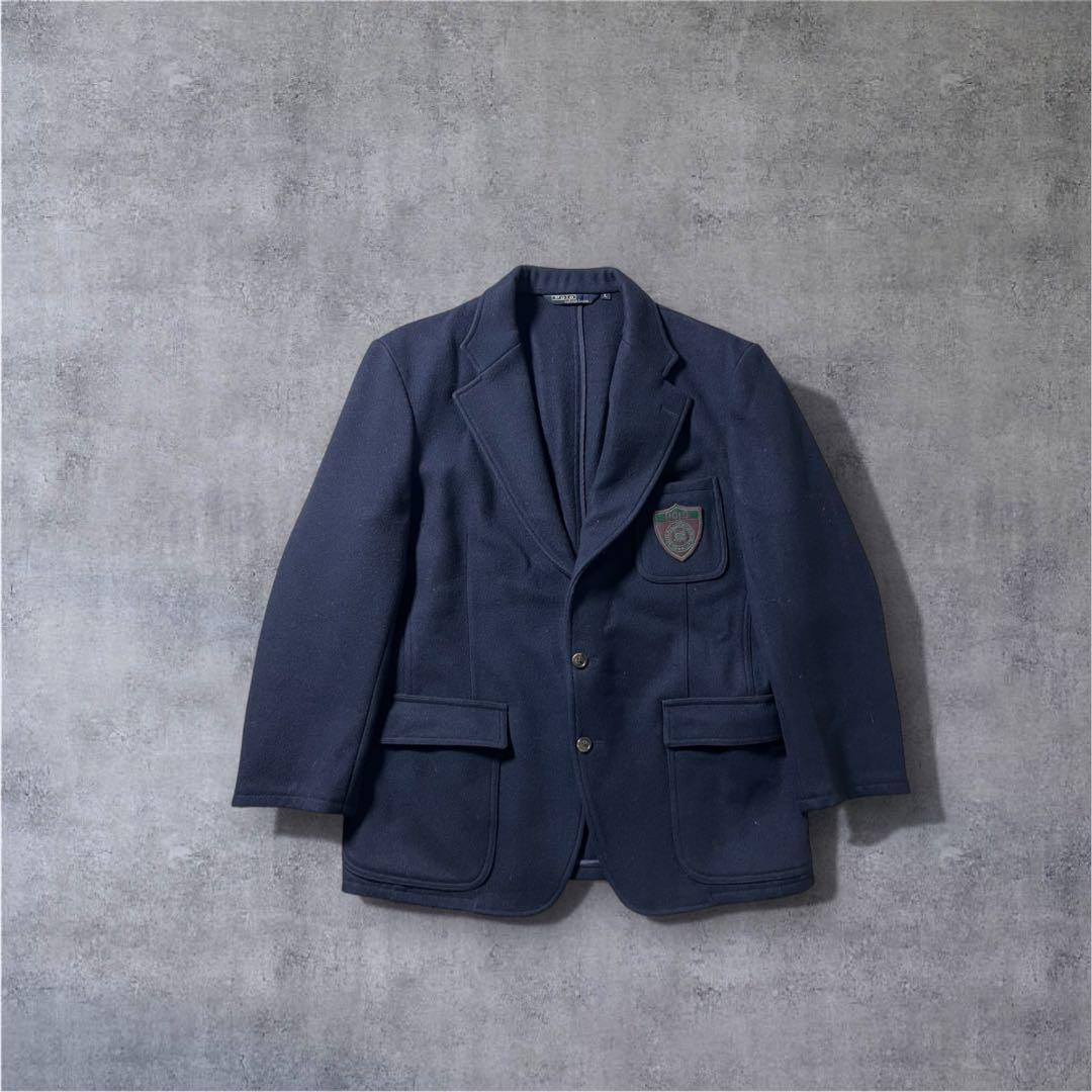 80s90s Polo by Ralph Laurenワッペン ブレザー L 紺
