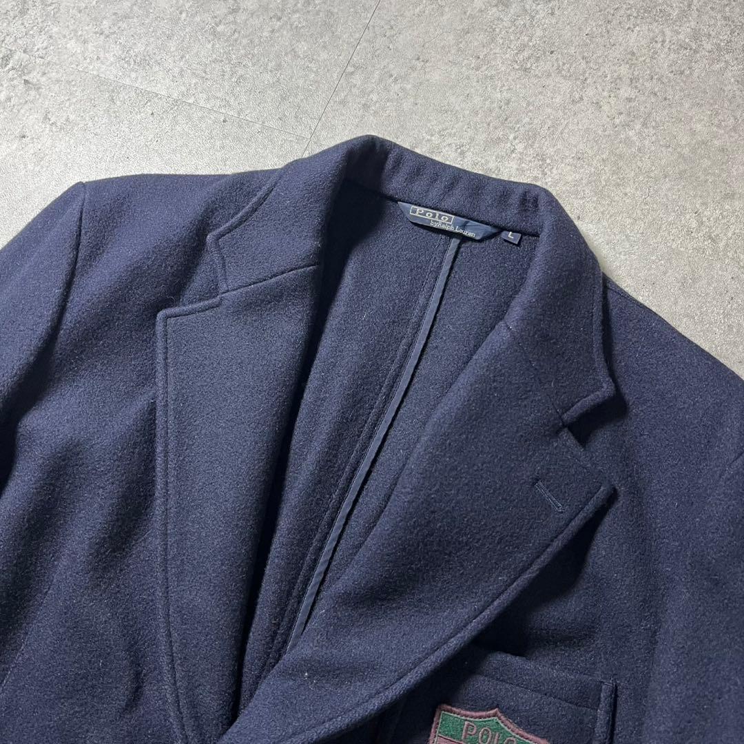80s90s Polo by Ralph Laurenワッペン ブレザー L 紺