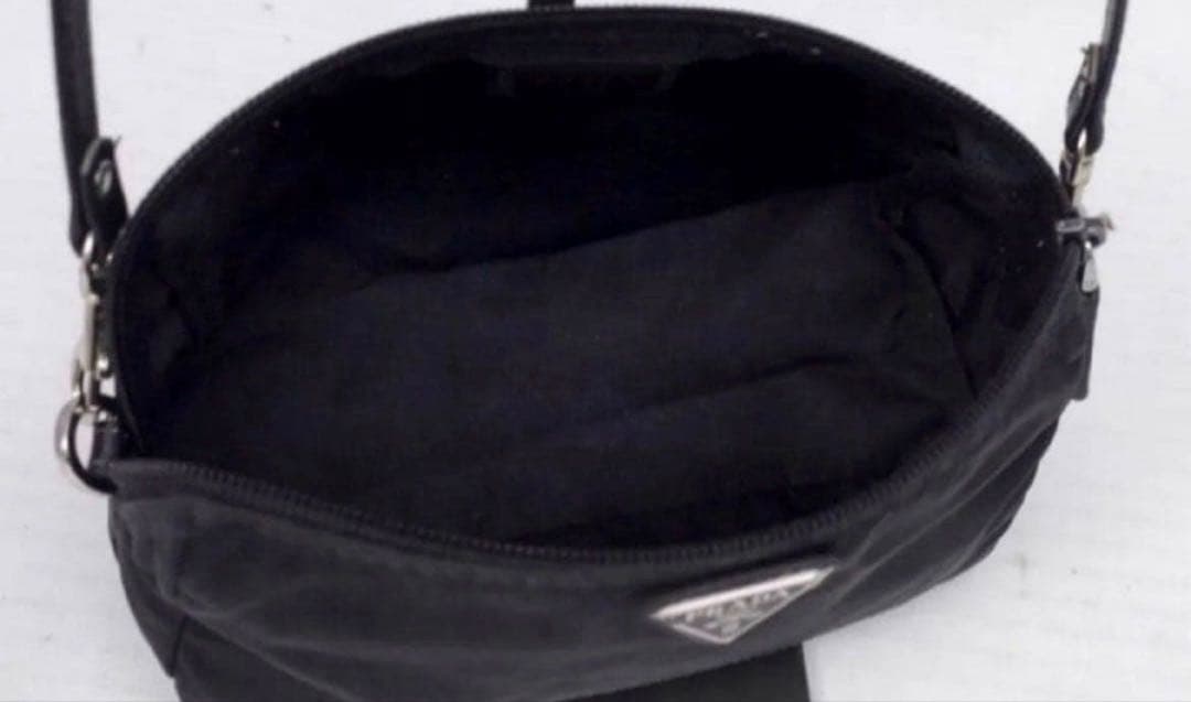 美品◆ PRADAプラダ ナイロンxレザー ショルダー カメラ バッグ ポーチ黒