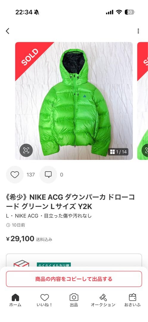 ト*ト様 ACG ダウンジャケット グリーン フード付きy2k