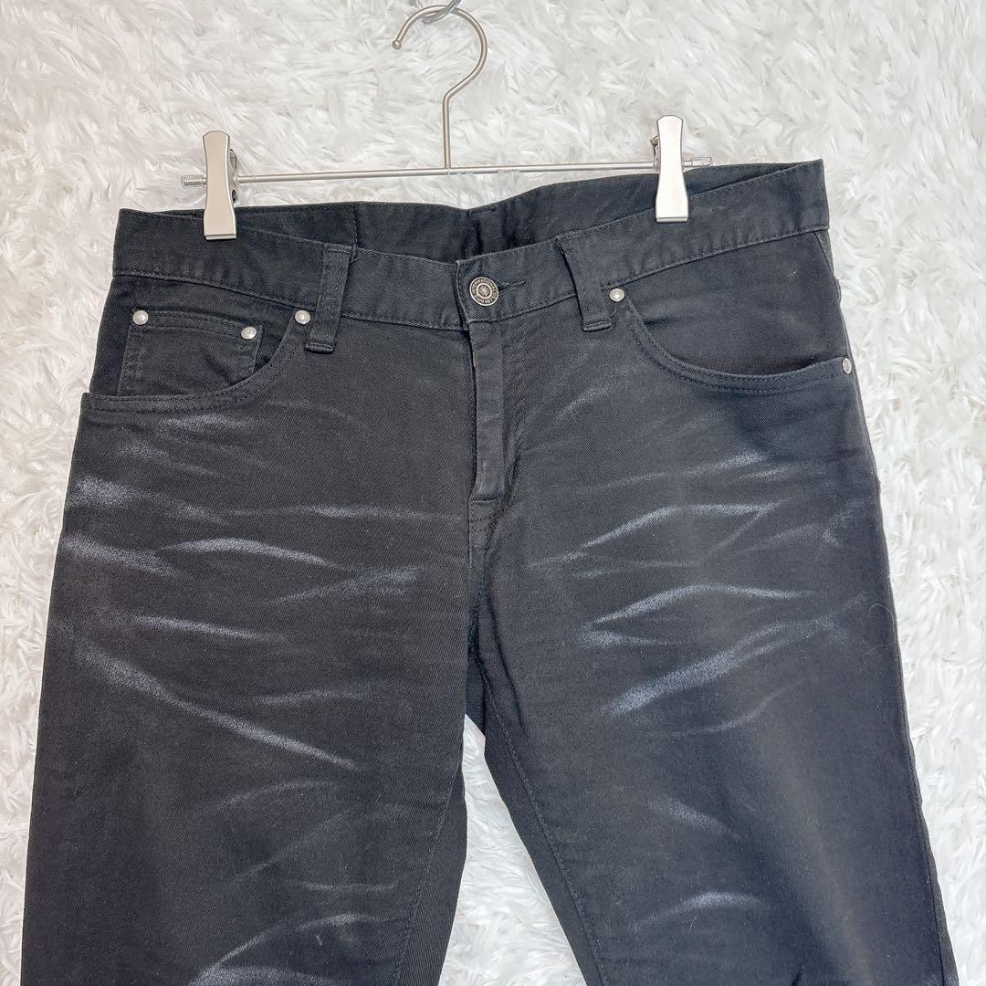 【トルネードマート】カジュアルパンツ　鬼ヒゲ　ブラック　軽伸縮性有　ブーツカット