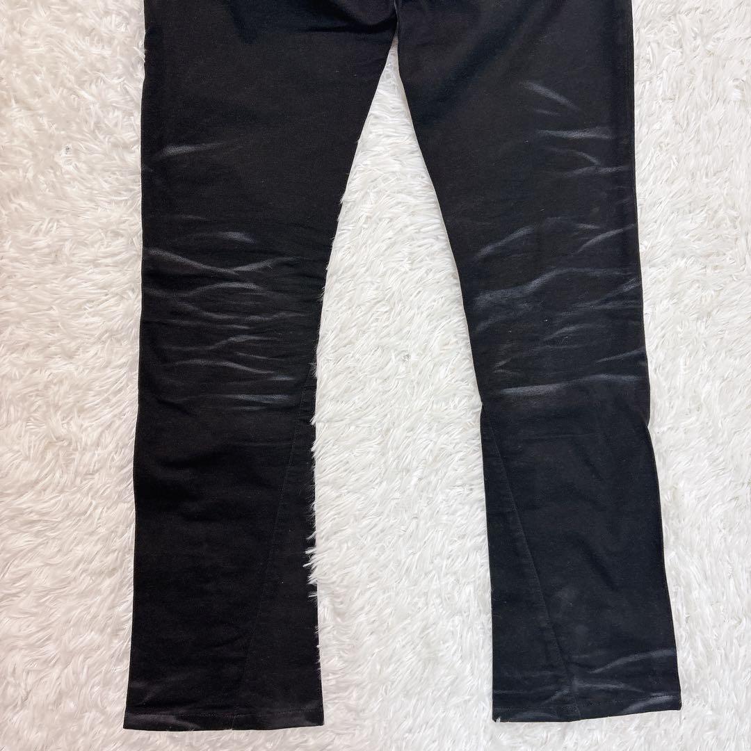 【トルネードマート】カジュアルパンツ　鬼ヒゲ　ブラック　軽伸縮性有　ブーツカット