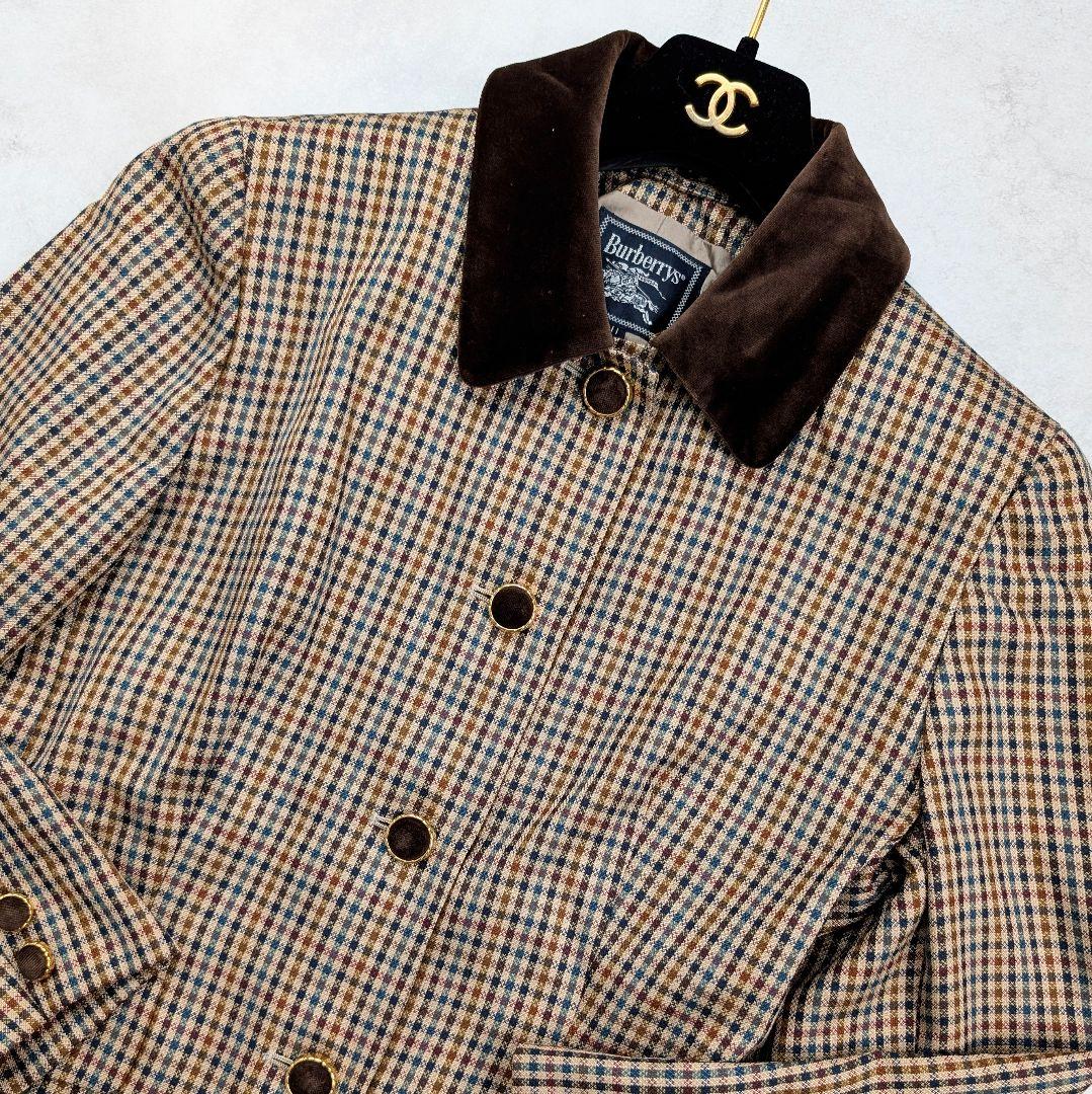 Burberrys バーバリーズ ジャケット ベルベット襟 チェック シルク混