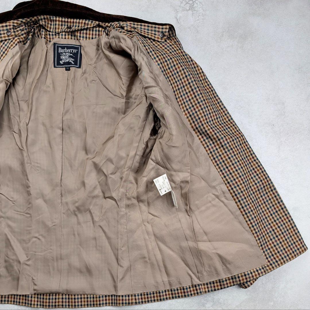 Burberrys バーバリーズ ジャケット ベルベット襟 チェック シルク混