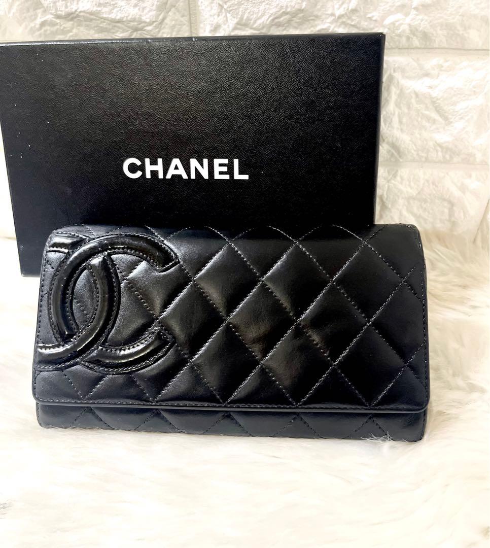【まりりん様】CHANELカンボンライン レザー 長財布 ブラック シール有り