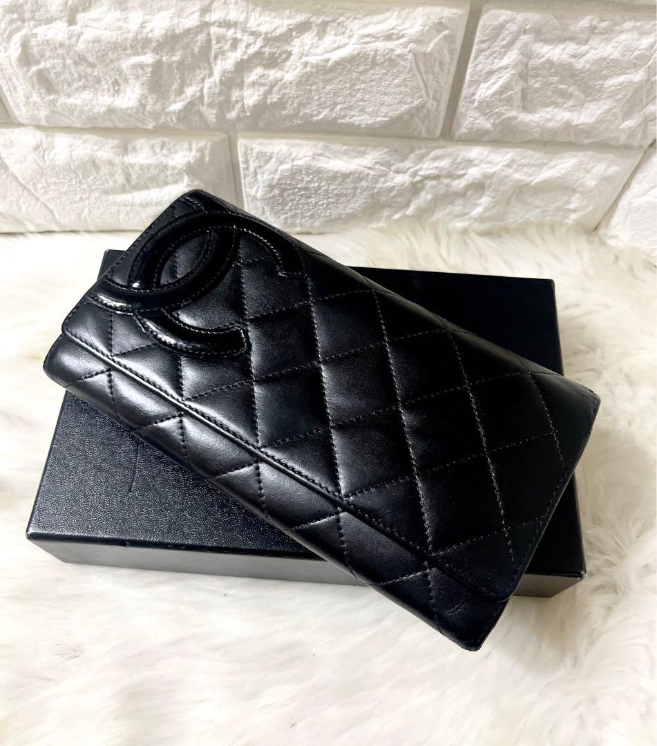 【まりりん様】CHANELカンボンライン レザー 長財布 ブラック シール有り
