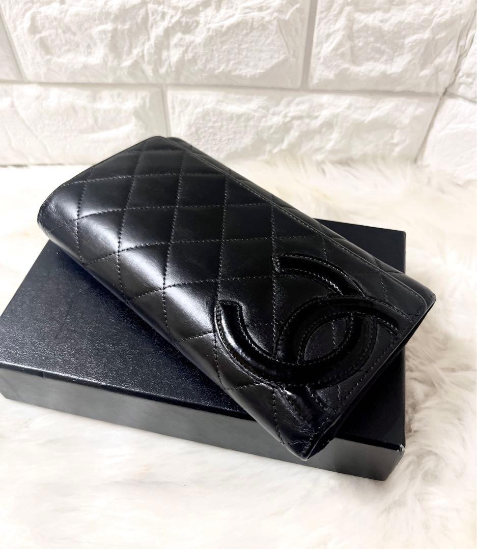 【まりりん様】CHANELカンボンライン レザー 長財布 ブラック シール有り