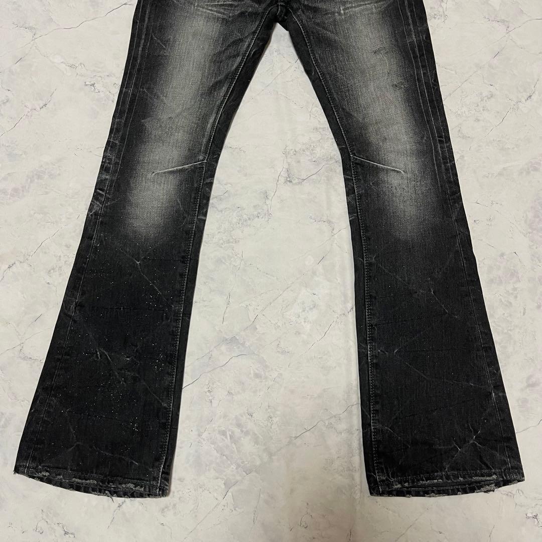 美品 GOSTAR DE FUGA デニム フレア ラメ シワ加工 y2k