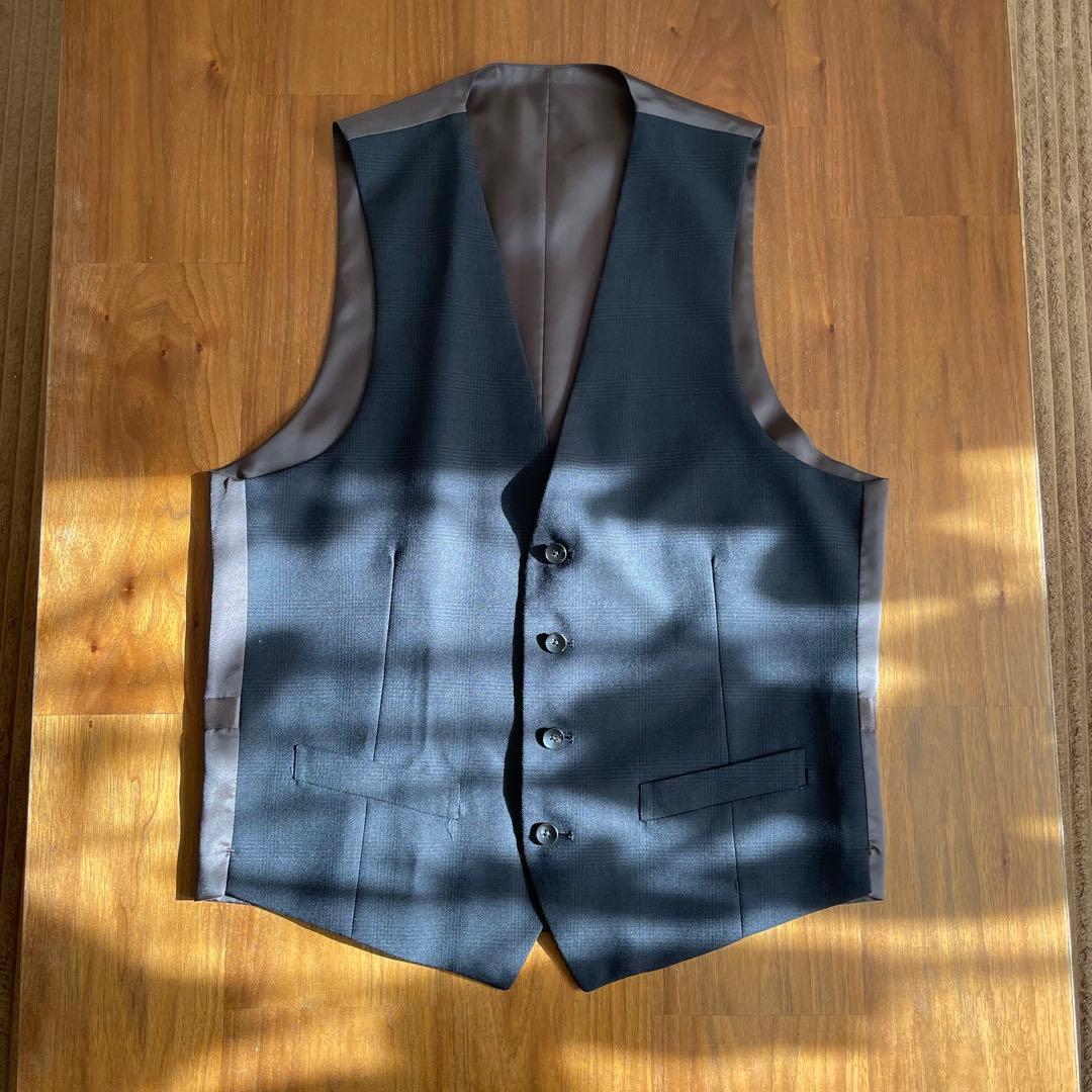 ほぼ新品 SUIT SELECT 薄チェック柄 ダークグレー スーツ