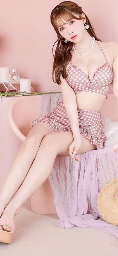 ピンクチェック セパレート水着