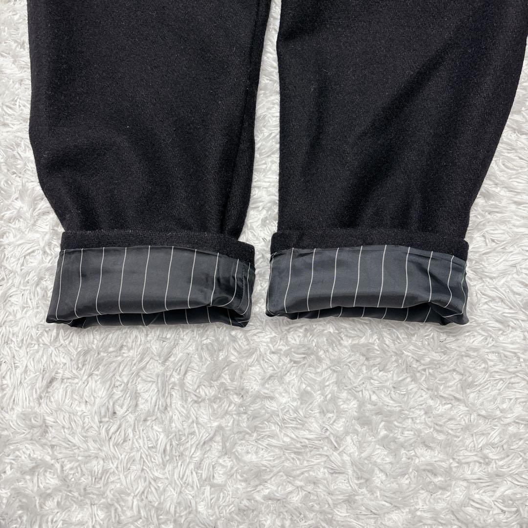 【BEARDSLEY】刺繡デザイン ノーカラーコート 黒 ウール混 size F