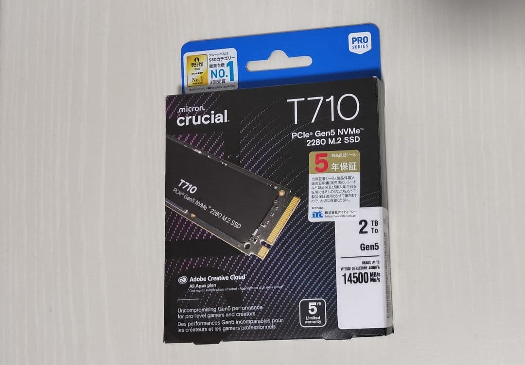 内蔵型SSD Crucial T710 2TB PCIe Gen5 M.2 SSD