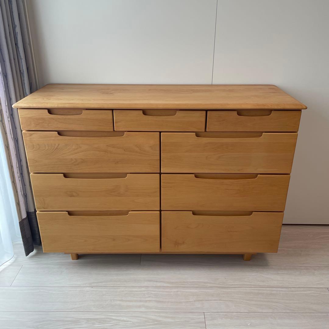 値下げ‼︎ISSEIKI◾️無垢材◾️ナチュラルウッド チェスト 9引出し