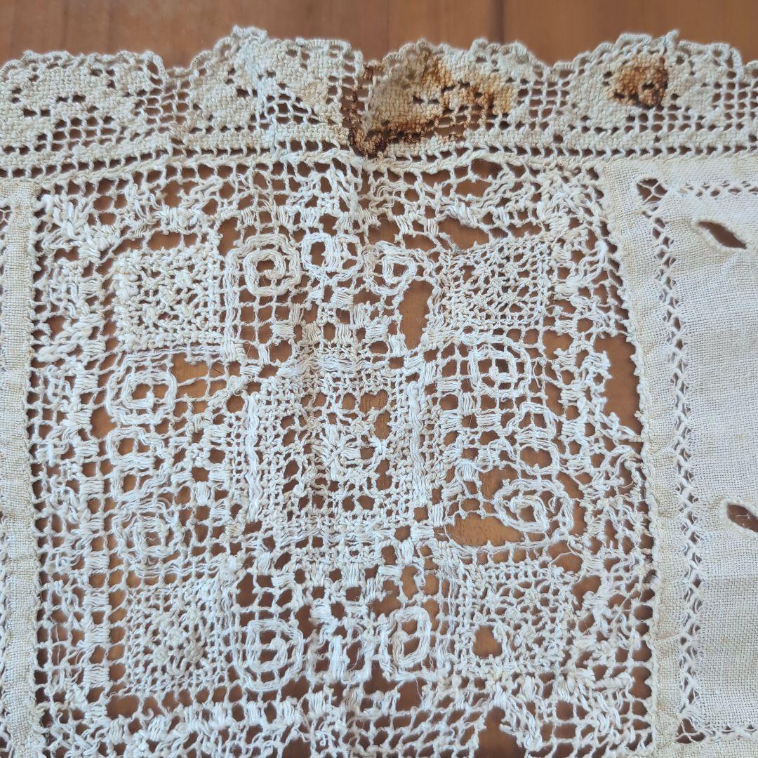 フランスアンティークテーブルクロス　フランスアンティークレース　フランスカーテン