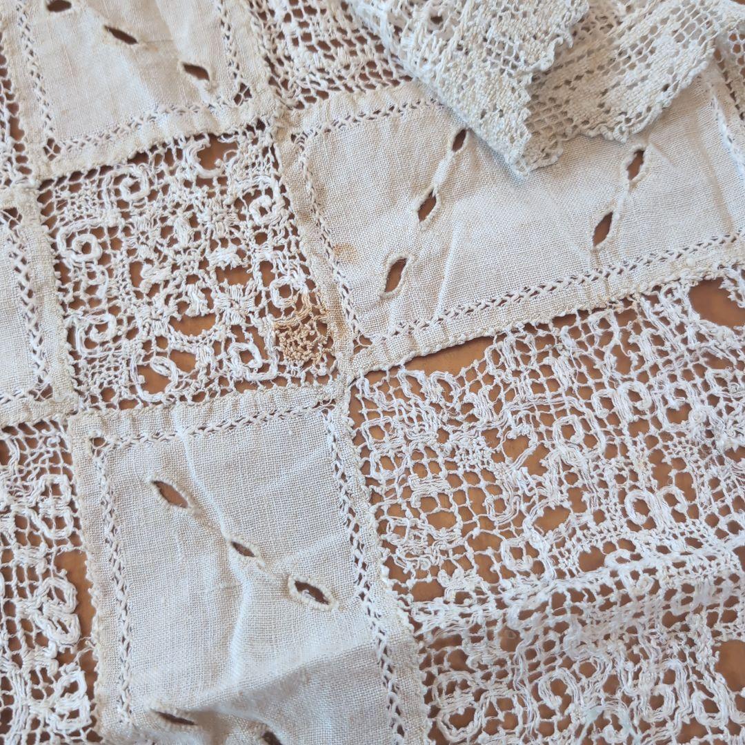 フランスアンティークテーブルクロス　フランスアンティークレース　フランスカーテン