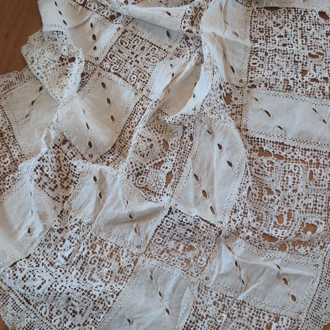 フランスアンティークテーブルクロス　フランスアンティークレース　フランスカーテン