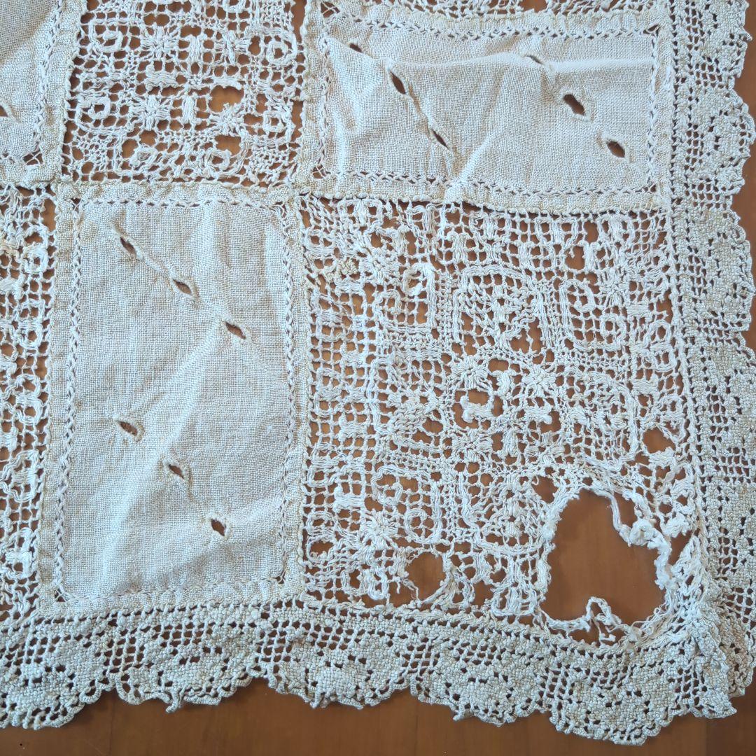 フランスアンティークテーブルクロス　フランスアンティークレース　フランスカーテン