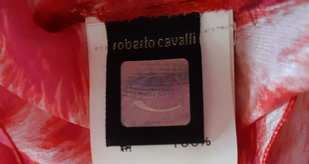 ロベルトカヴァッリ/ジャストカヴァリ　豹柄　アシンメトリー　絹ワンピース