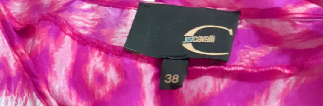 ロベルトカヴァッリ/ジャストカヴァリ　豹柄　アシンメトリー　絹ワンピース