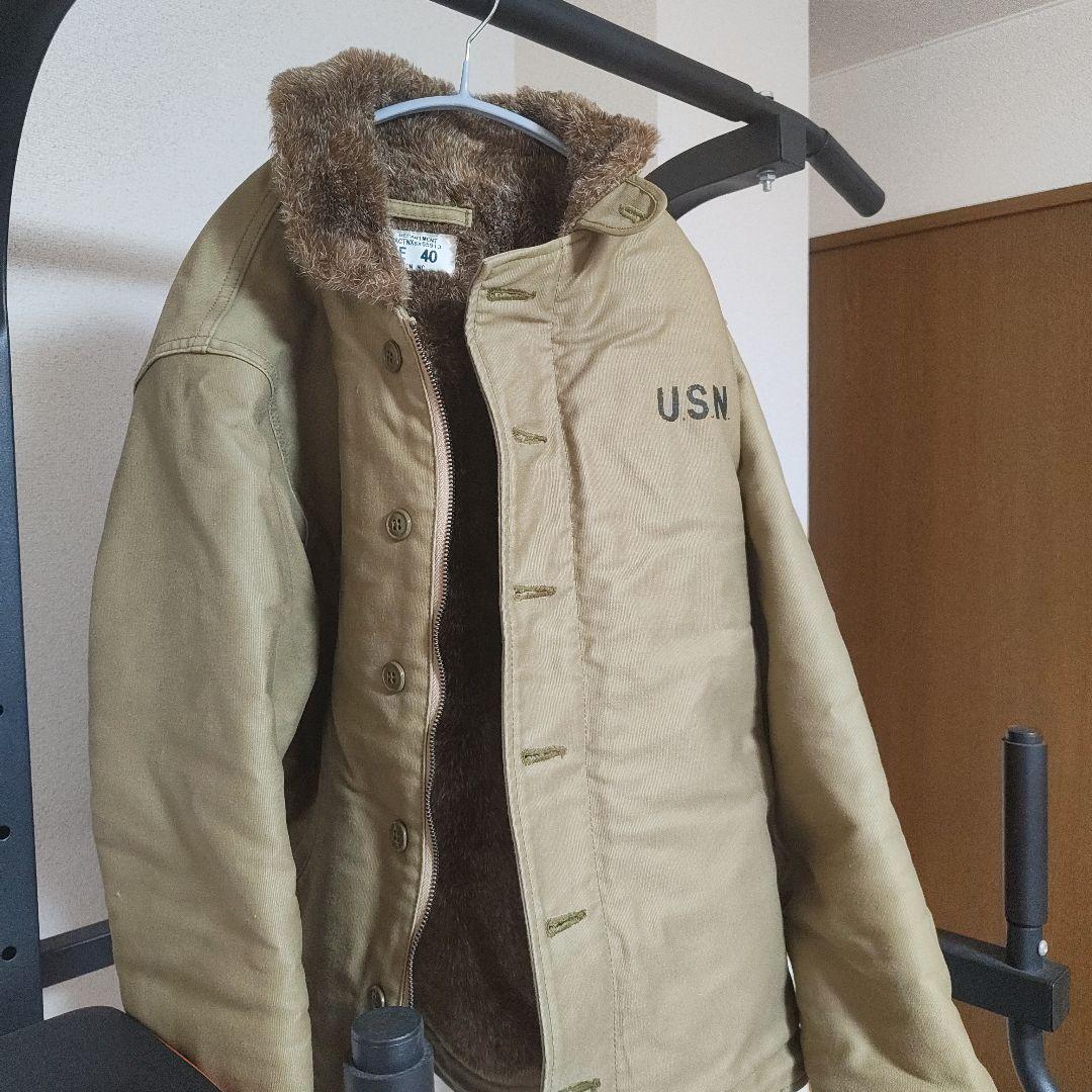 ヒューストン N-1 デッキジャケット タイト 40 バックステンシル タン