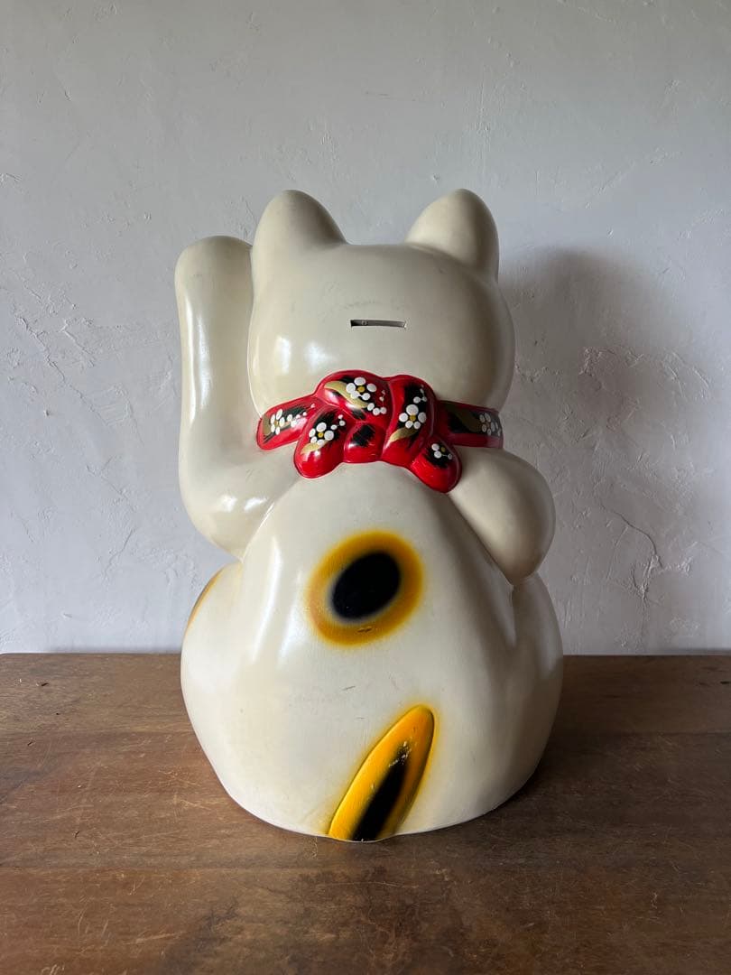 【昭和レトロ】大型 招き猫 陶器製 金運アップ