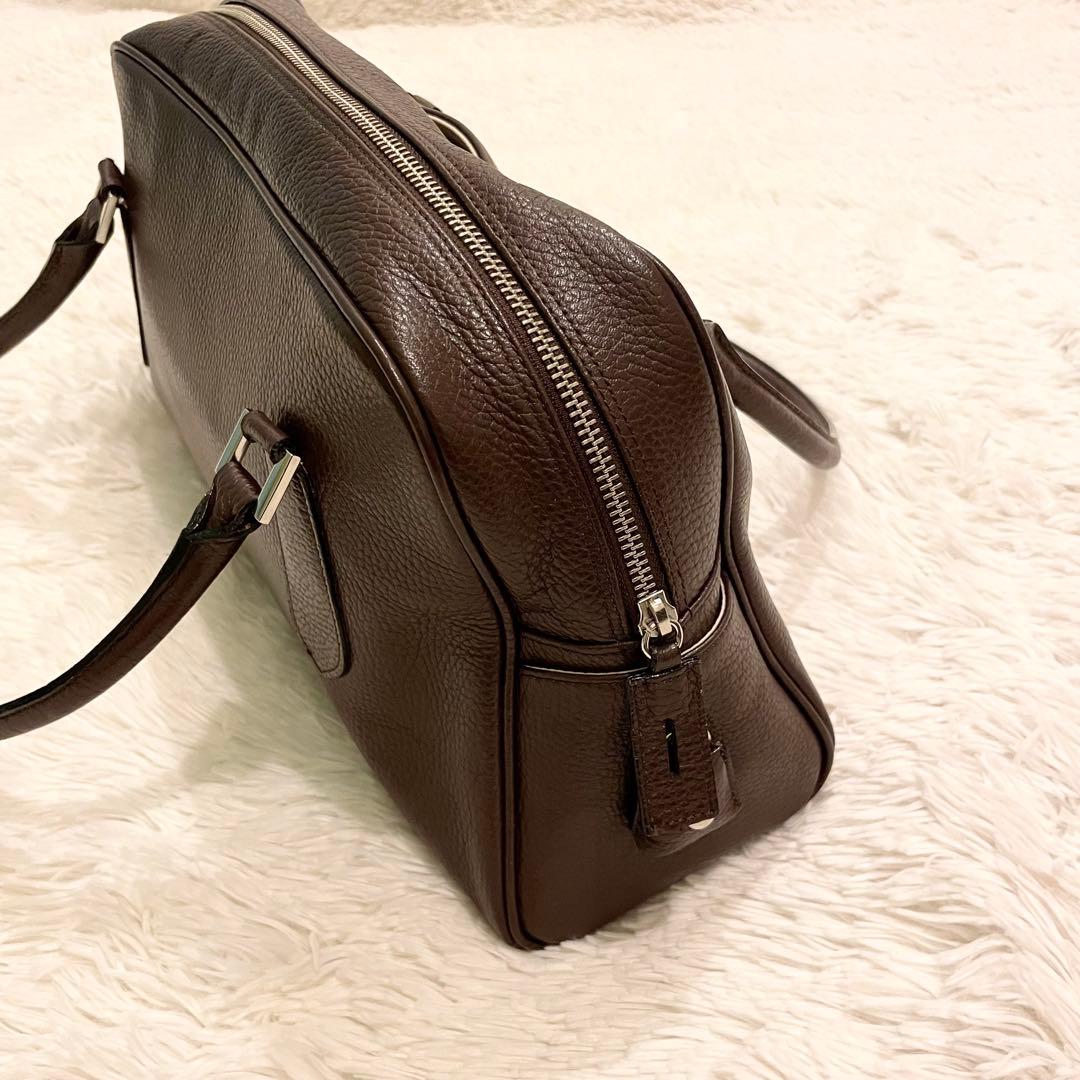 良品★SOMES SADDLE ミニボストンバッグ シボレザー ダークブラウン