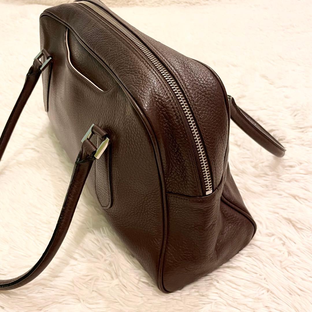 良品★SOMES SADDLE ミニボストンバッグ シボレザー ダークブラウン