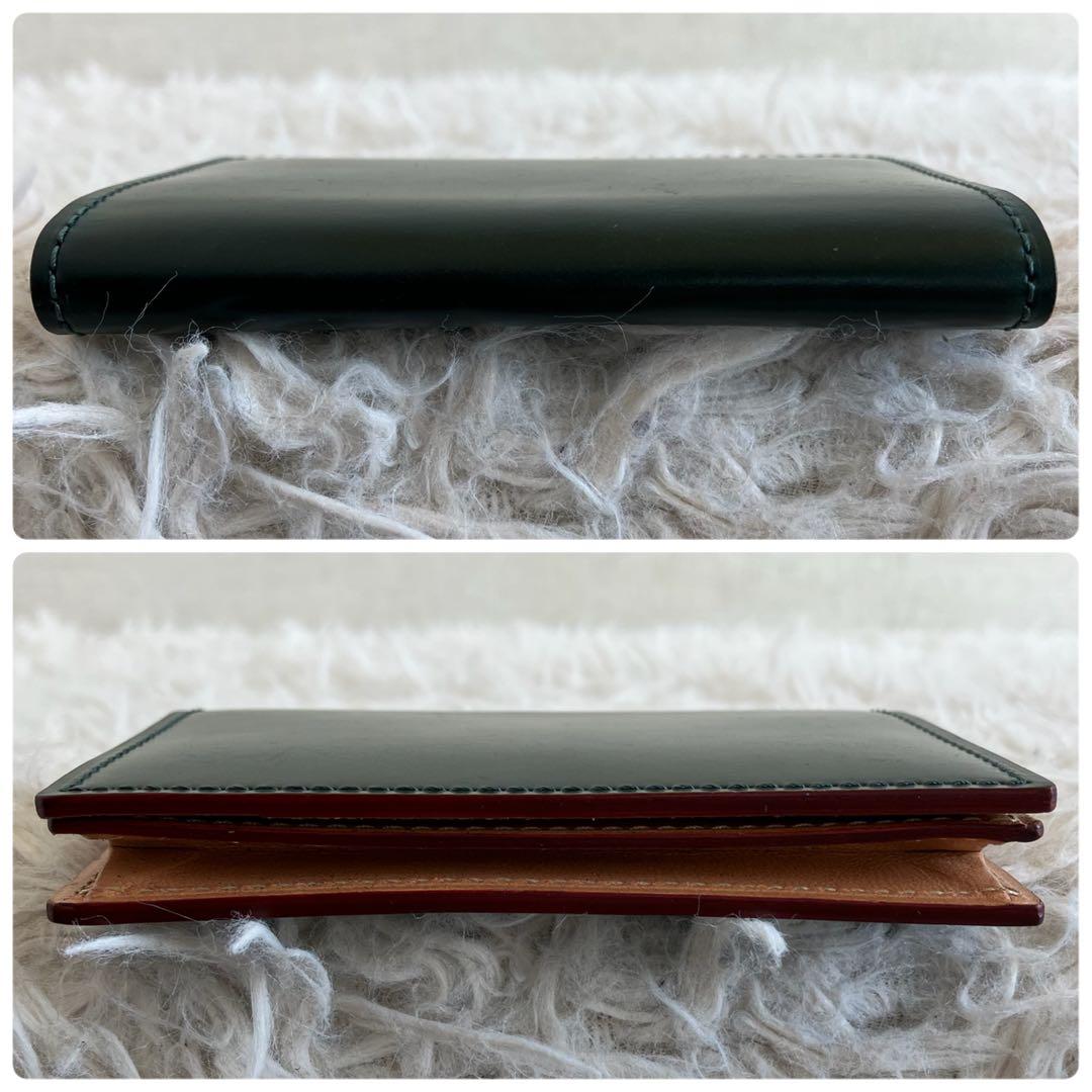 【美品 最高級コードバン】ガンゾ　カードケース　名刺入れ　ダークグリーン　本革