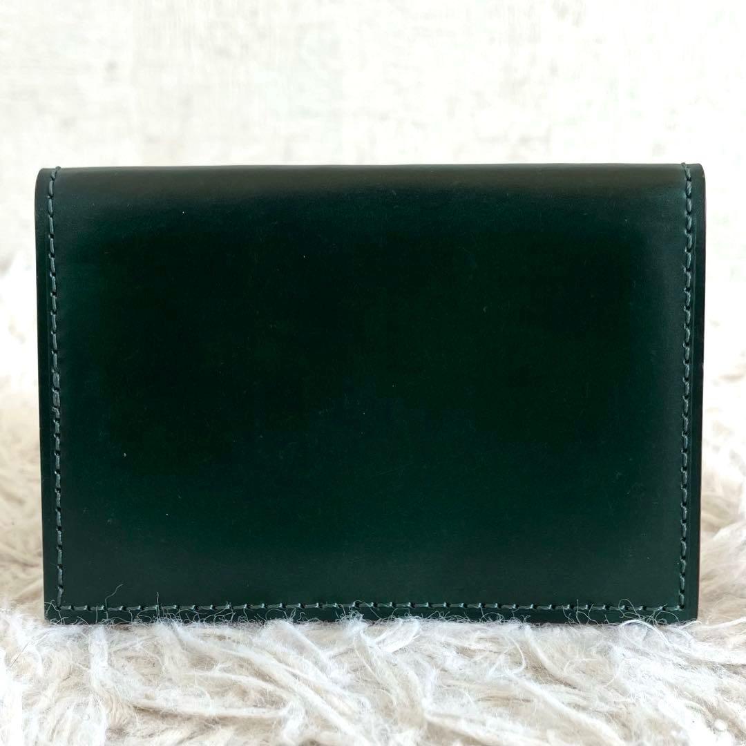 【美品 最高級コードバン】ガンゾ　カードケース　名刺入れ　ダークグリーン　本革
