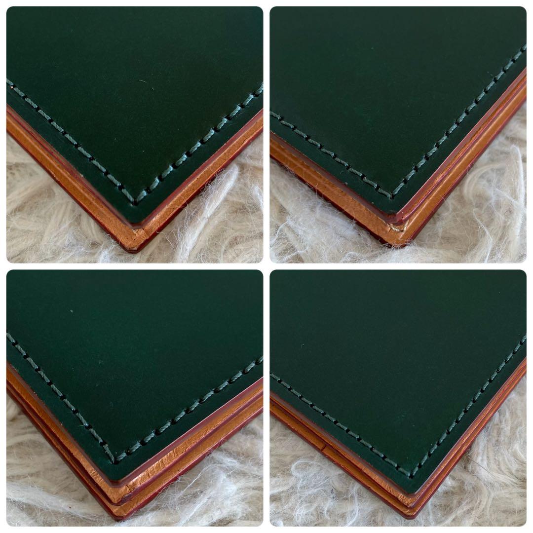 【美品 最高級コードバン】ガンゾ　カードケース　名刺入れ　ダークグリーン　本革