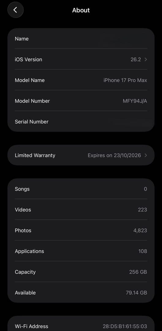 M*g様 iPhone 17 Pro Max｜美品・動作確認済み