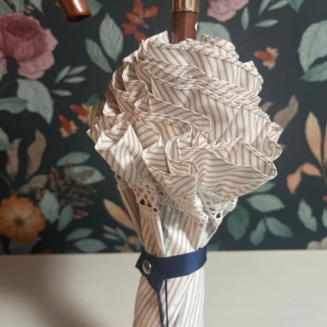 POLO RALPH RAUREN ストライプフリル　晴雨兼用傘