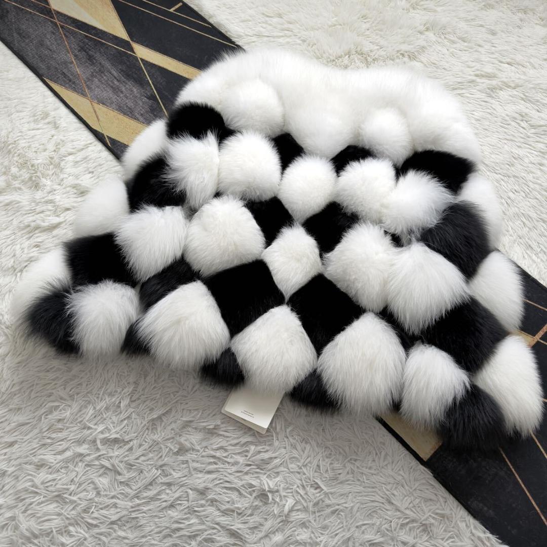 極上肉厚◎/総丈68 近年デザイン シャドーフォックス ファーコート 軽量 毛皮