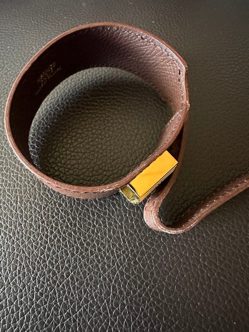 HERMES エルメス アルテミス ブラウンレザーバングル ブレスレット