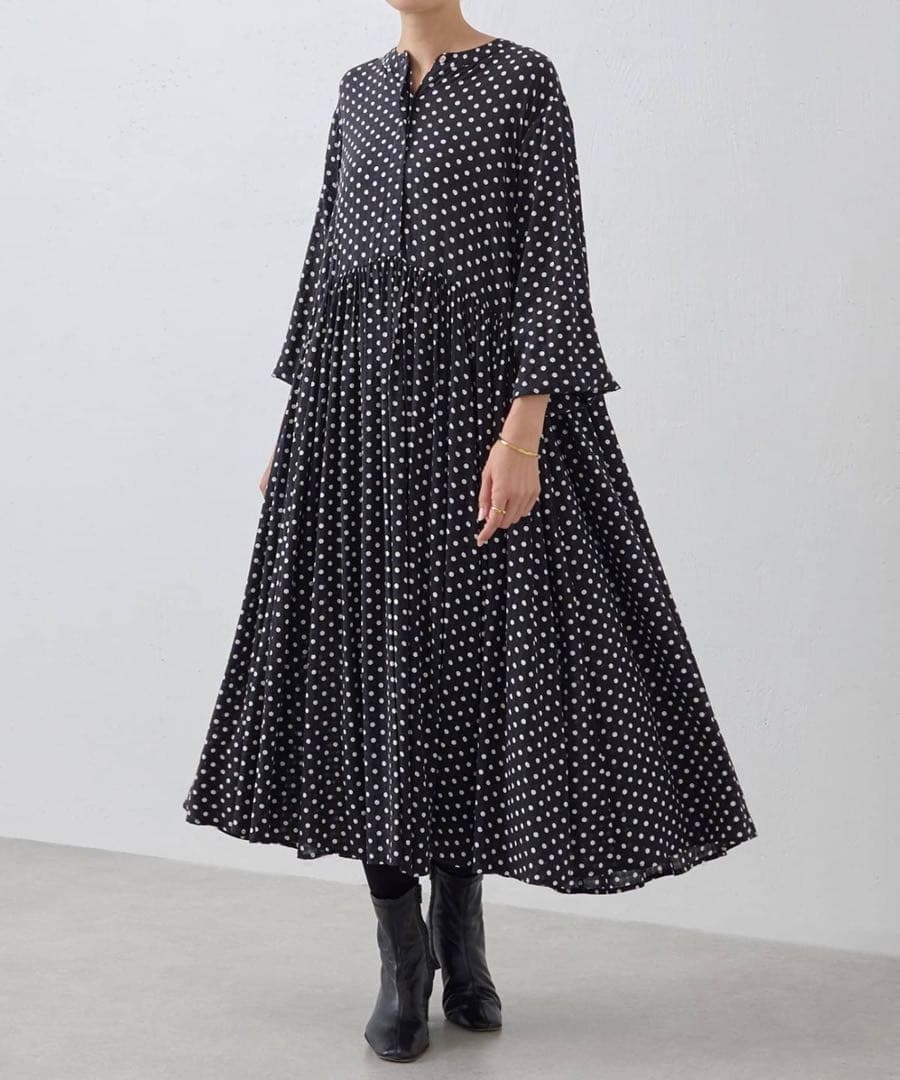 未使用級✨ビアズリー　ドットギャザーワンピース　サイズ1 Mサイズ 完売品