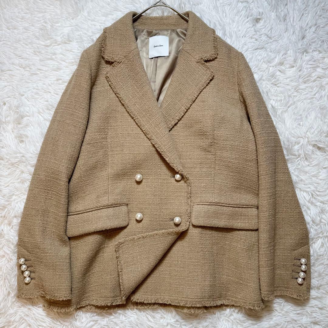 HM＆AY様未使用級 スピックアンドスパン パールボタン ファンシーツイードダブ