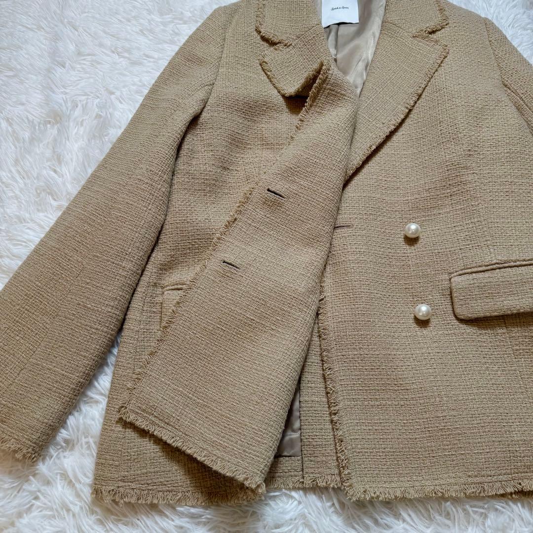 HM＆AY様未使用級 スピックアンドスパン パールボタン ファンシーツイードダブ