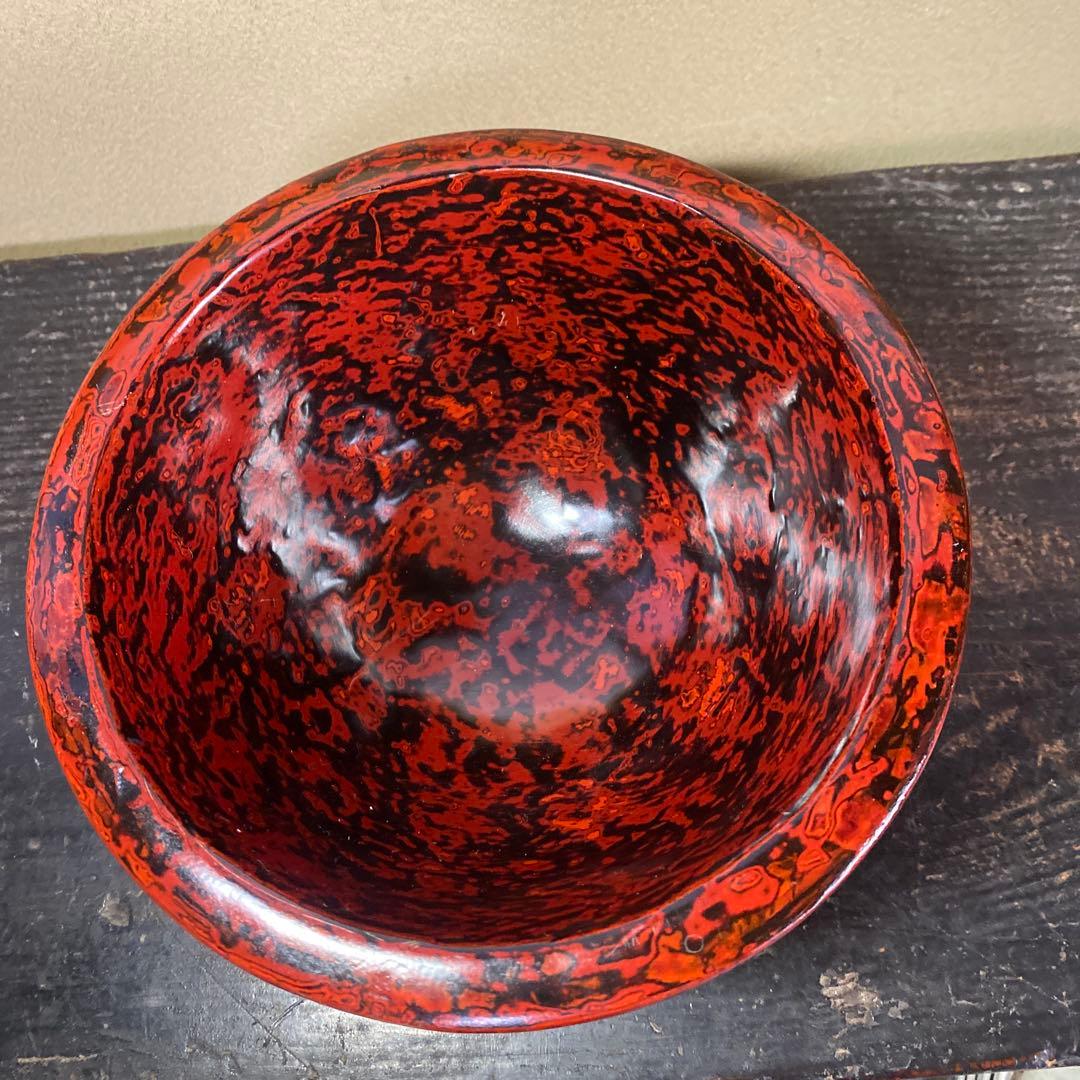 漆器製 赤黒模様 ボウルKG