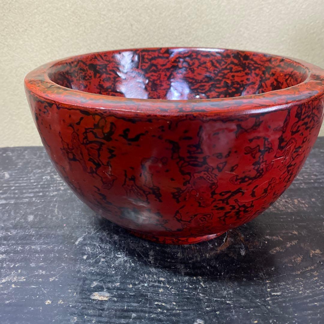 漆器製 赤黒模様 ボウルKG