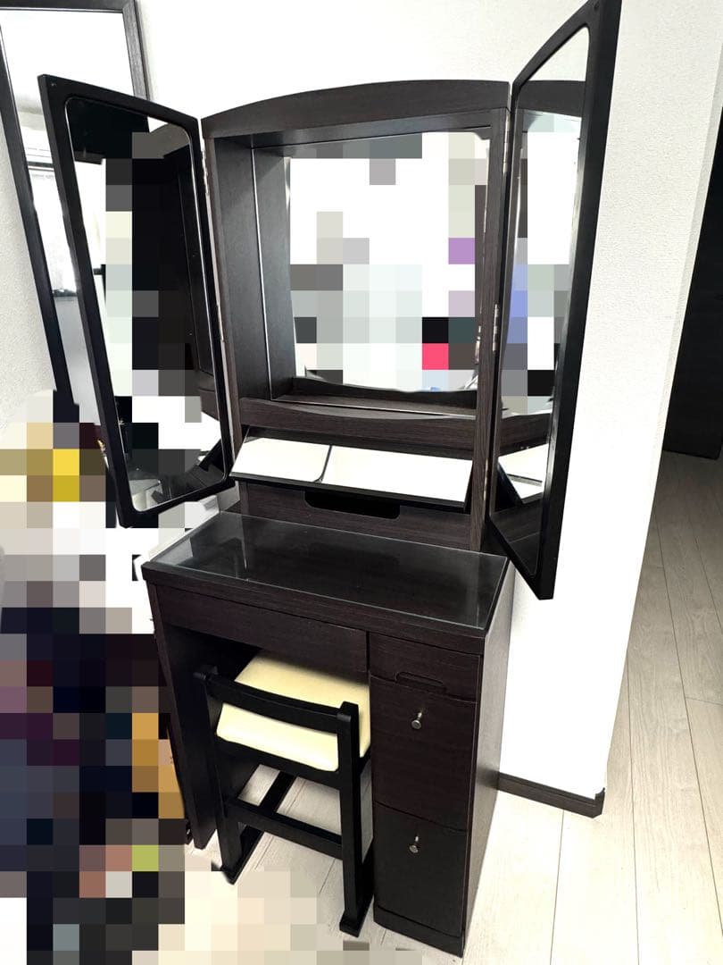 ニトリ 三面鏡 ドレッサー ダークブラウン