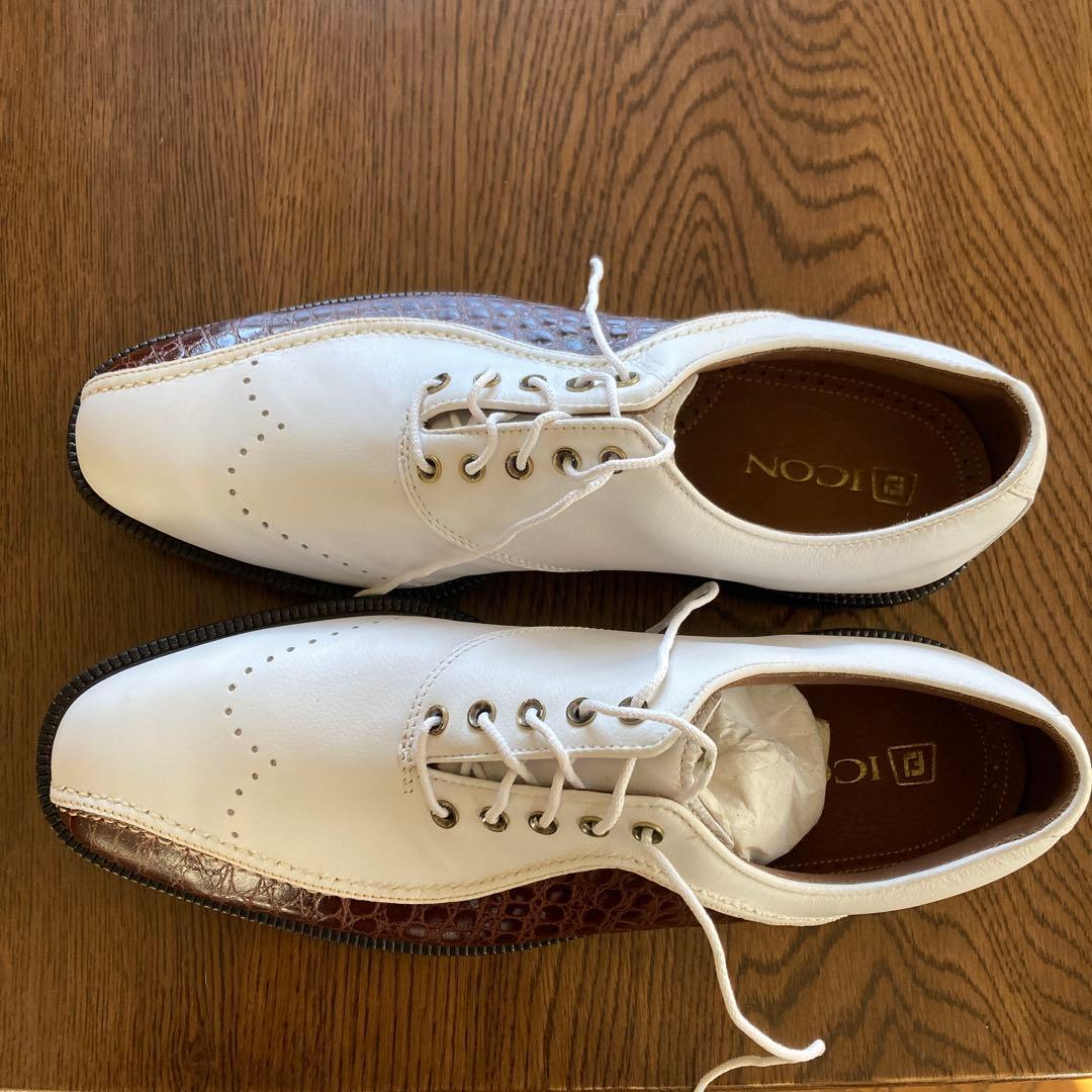 FOOTJOY FJ ICON ゴルフシューズ ホワイト/ブラウン